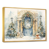 Christmas garland  door in winter 3 - Landscapes Canvas Wall Art