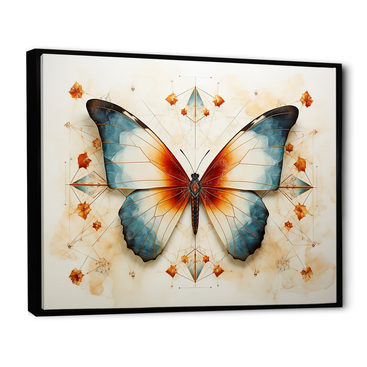 Orange and blue Butterfly pattern - Butterfly Bedroom Wall Art
