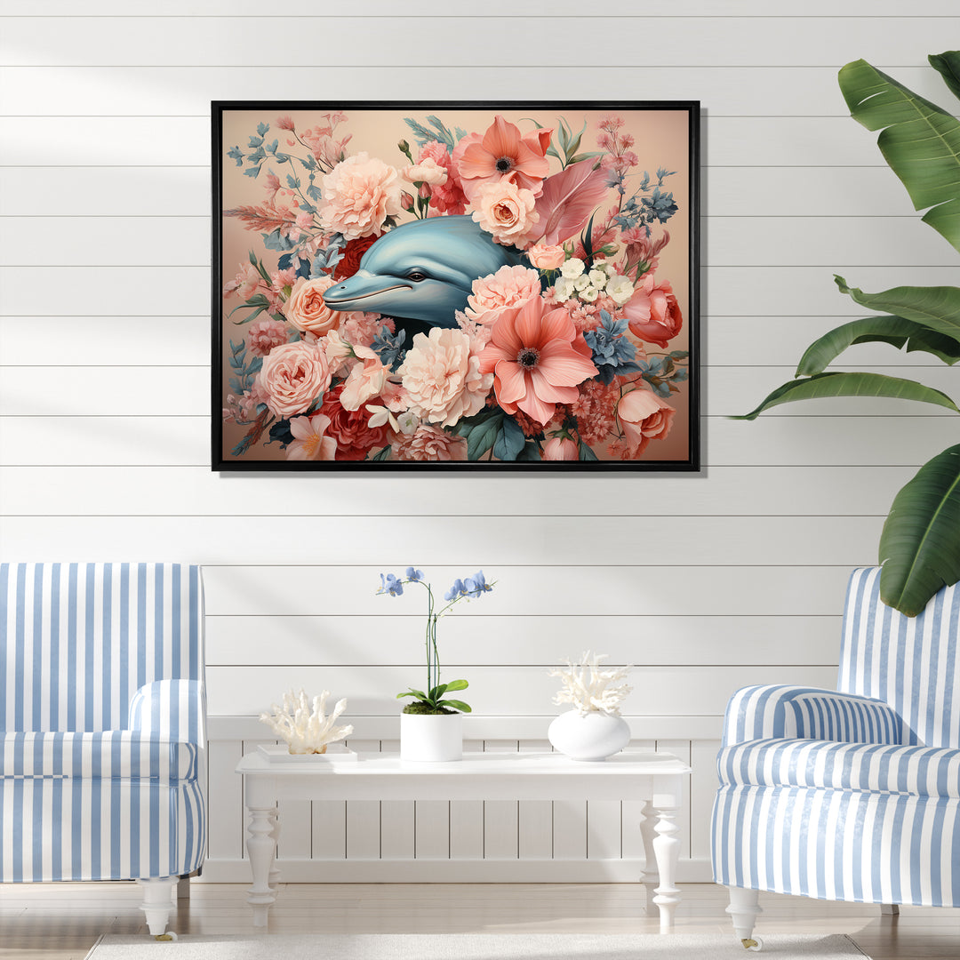 Floral Dance of the Dolphins - Coastal Animal Wall Decor