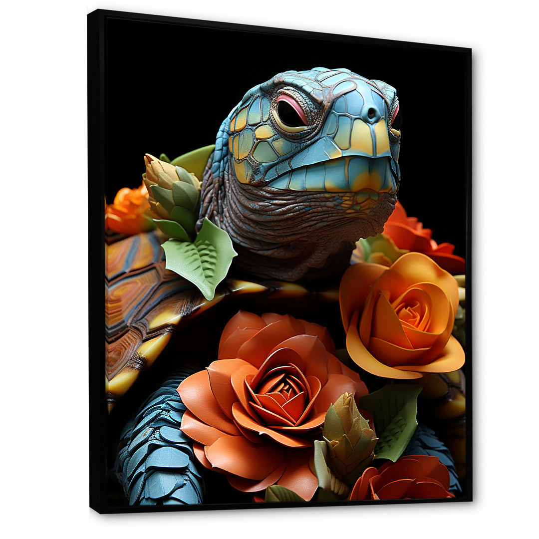 Floral Harbor turtle blooms - Coastal Animal Wall Art Prints