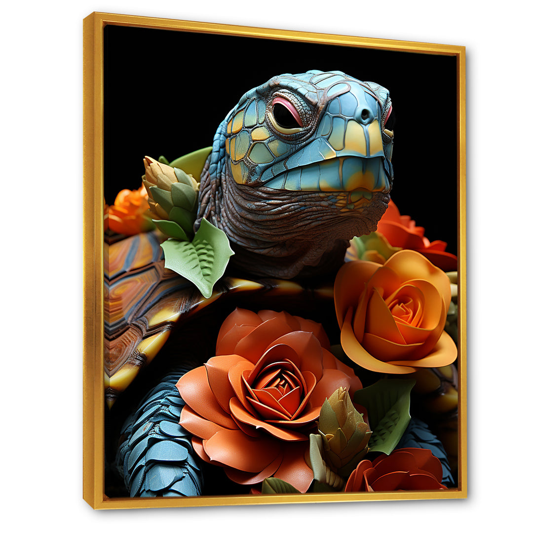 Floral Harbor turtle blooms - Coastal Animal Wall Art Prints