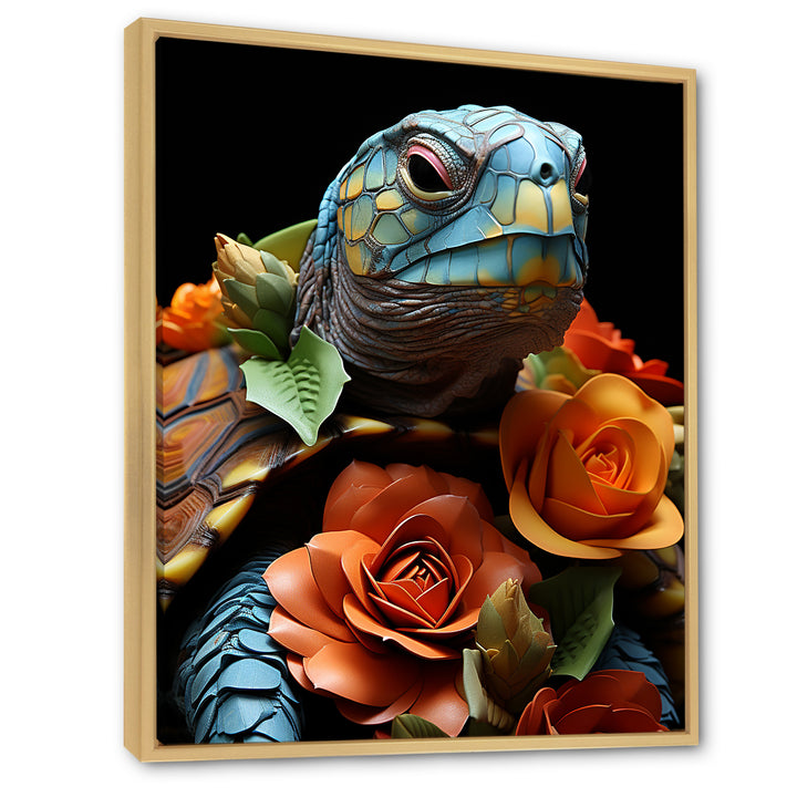 Floral Harbor turtle blooms - Coastal Animal Wall Art Prints