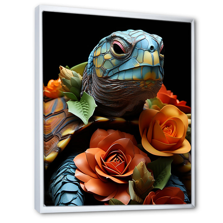 Floral Harbor turtle blooms - Coastal Animal Wall Art Prints