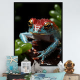 Jumping frog Hideaway - Blue Coastal Animal Wall Art