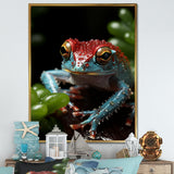 Jumping frog Hideaway - Blue Coastal Animal Wall Art