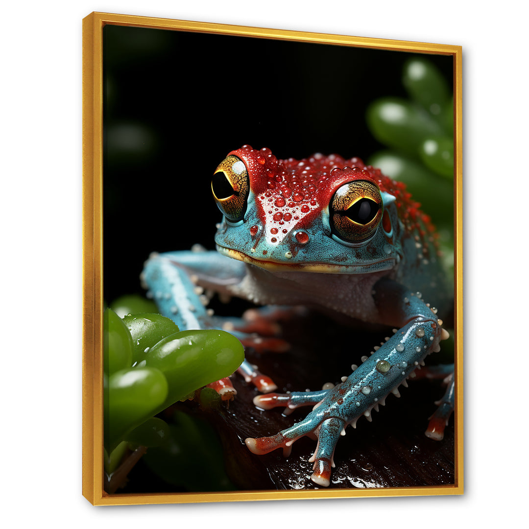 Jumping frog Hideaway - Blue Coastal Animal Wall Art
