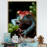 Jumping frog Hideaway - Blue Coastal Animal Wall Art