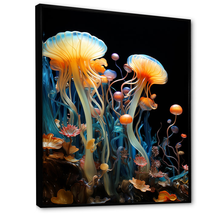 Yellow Jellyfish Drift - Yellow Coastal Animal Wall Art