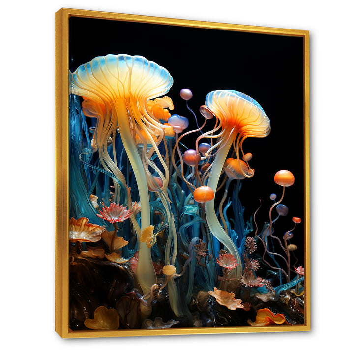 Yellow Jellyfish Drift - Yellow Coastal Animal Wall Art