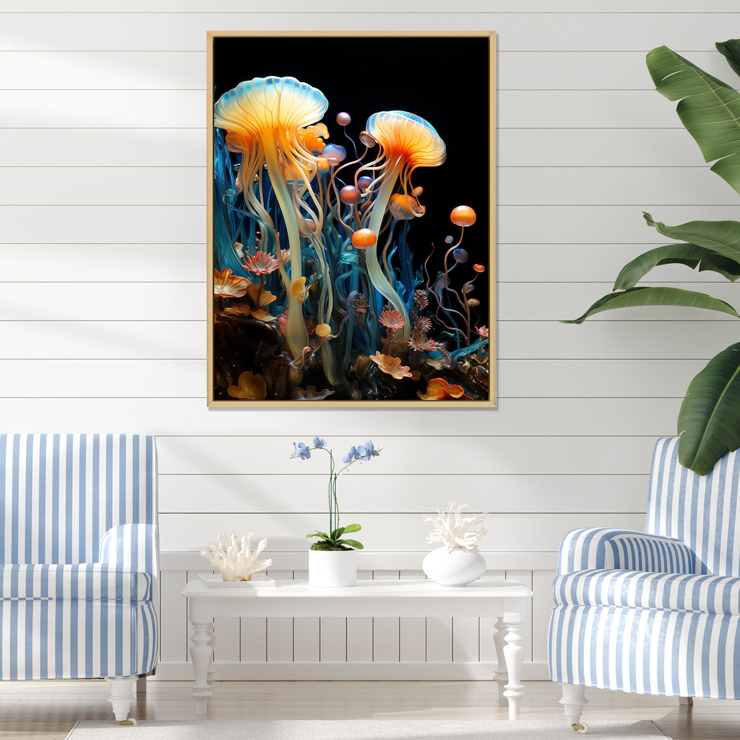 Yellow Jellyfish Drift - Yellow Coastal Animal Wall Art