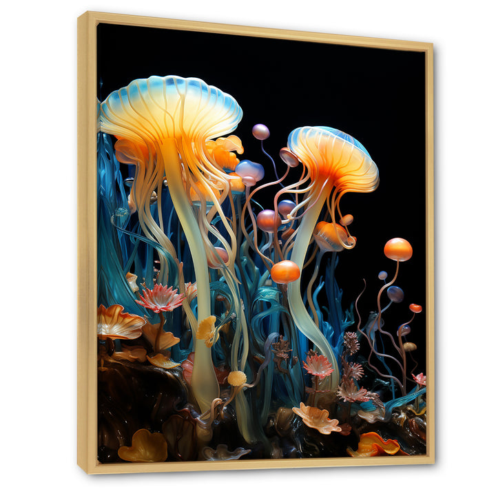 Yellow Jellyfish Drift - Yellow Coastal Animal Wall Art
