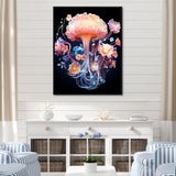 Pink and blue Jellyfish Drift - Coastal Animal Framed Canvas Art