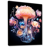 Pink and blue Jellyfish Drift - Coastal Animal Framed Canvas Art