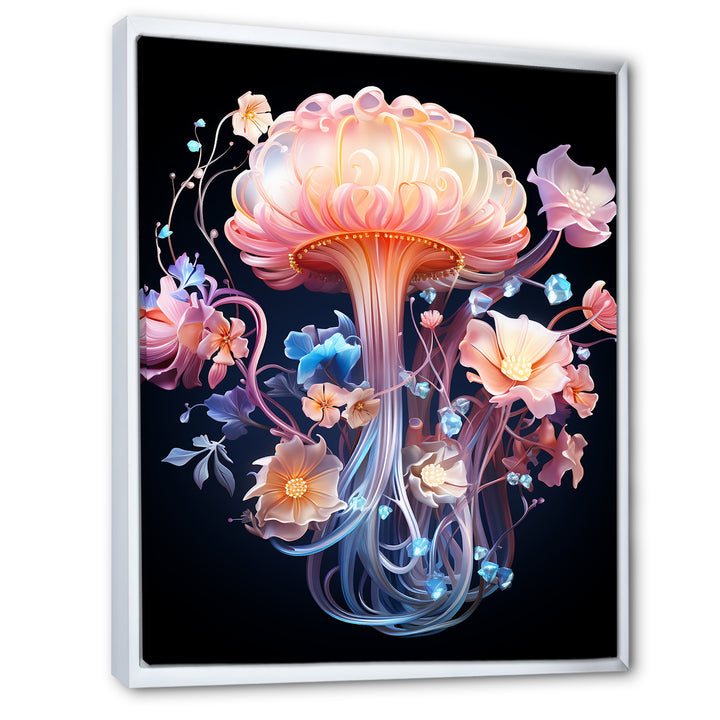 Pink and blue Jellyfish Drift - Coastal Animal Framed Canvas Art