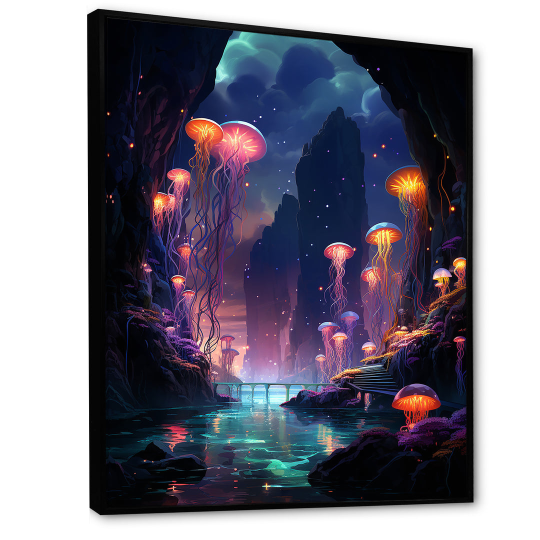 Purple and pink Jellyfish Drift - Coastal Animal Large Canvas Wall Art