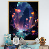 Purple and pink Jellyfish Drift - Coastal Animal Large Canvas Wall Art