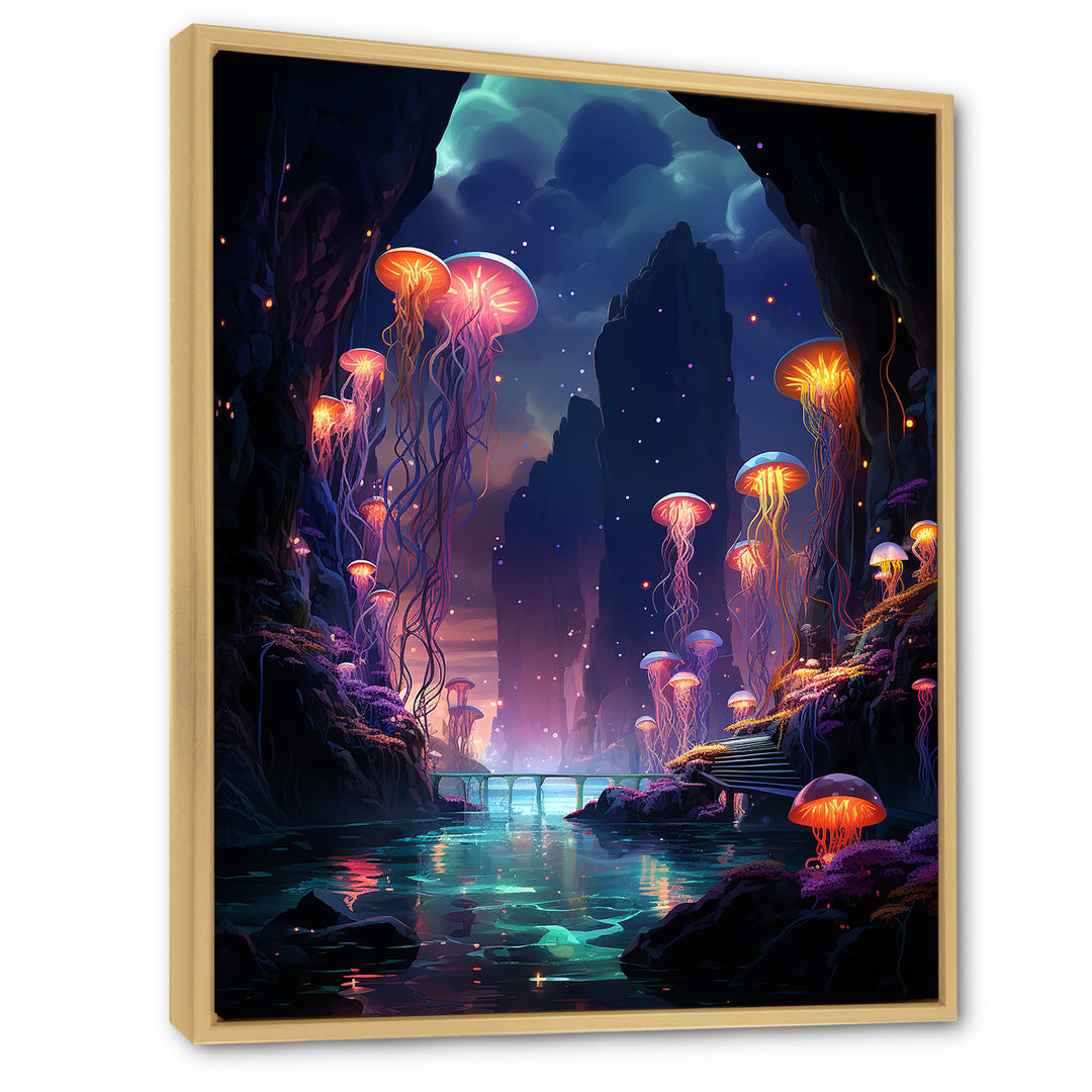 Purple and pink Jellyfish Drift - Coastal Animal Large Canvas Wall Art