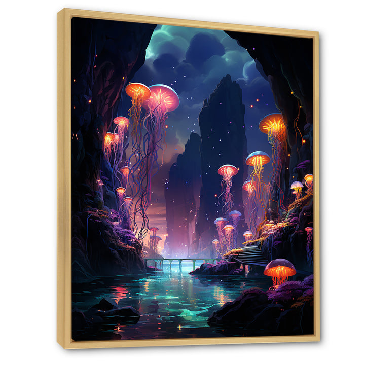 Purple and pink Jellyfish Drift - Coastal Animal Large Canvas Wall Art