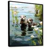 Otters Playtime - Coastal Animal Canvas Wall Art