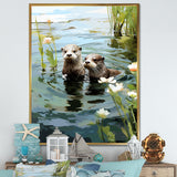 Otters Playtime - Coastal Animal Canvas Wall Art