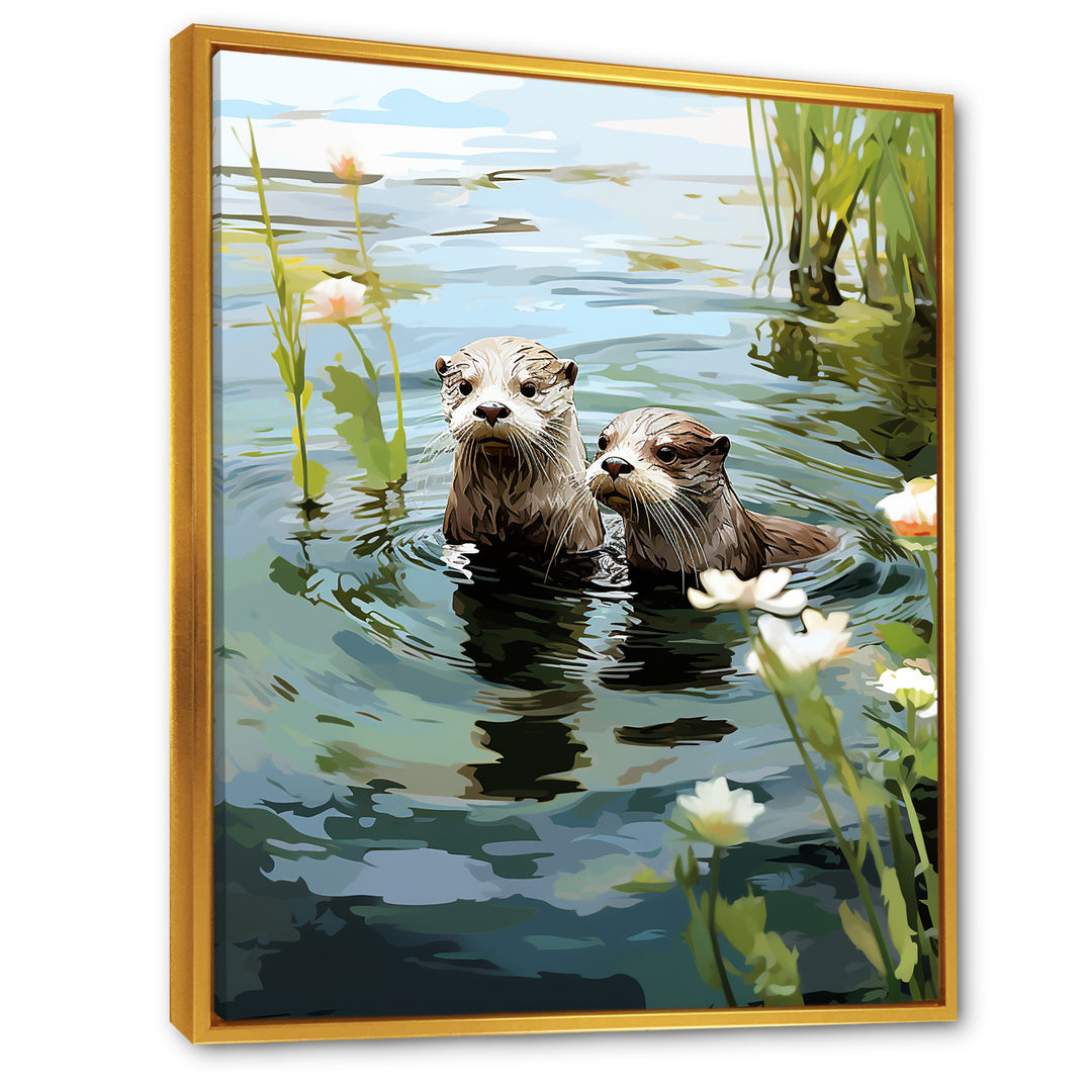 Otters Playtime - Coastal Animal Canvas Wall Art