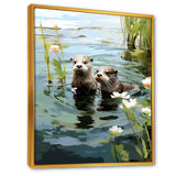 Otters Playtime - Coastal Animal Canvas Wall Art