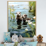 Otters Playtime - Coastal Animal Canvas Wall Art