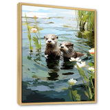 Otters Playtime - Coastal Animal Canvas Wall Art