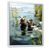 Otters Playtime - Coastal Animal Canvas Wall Art