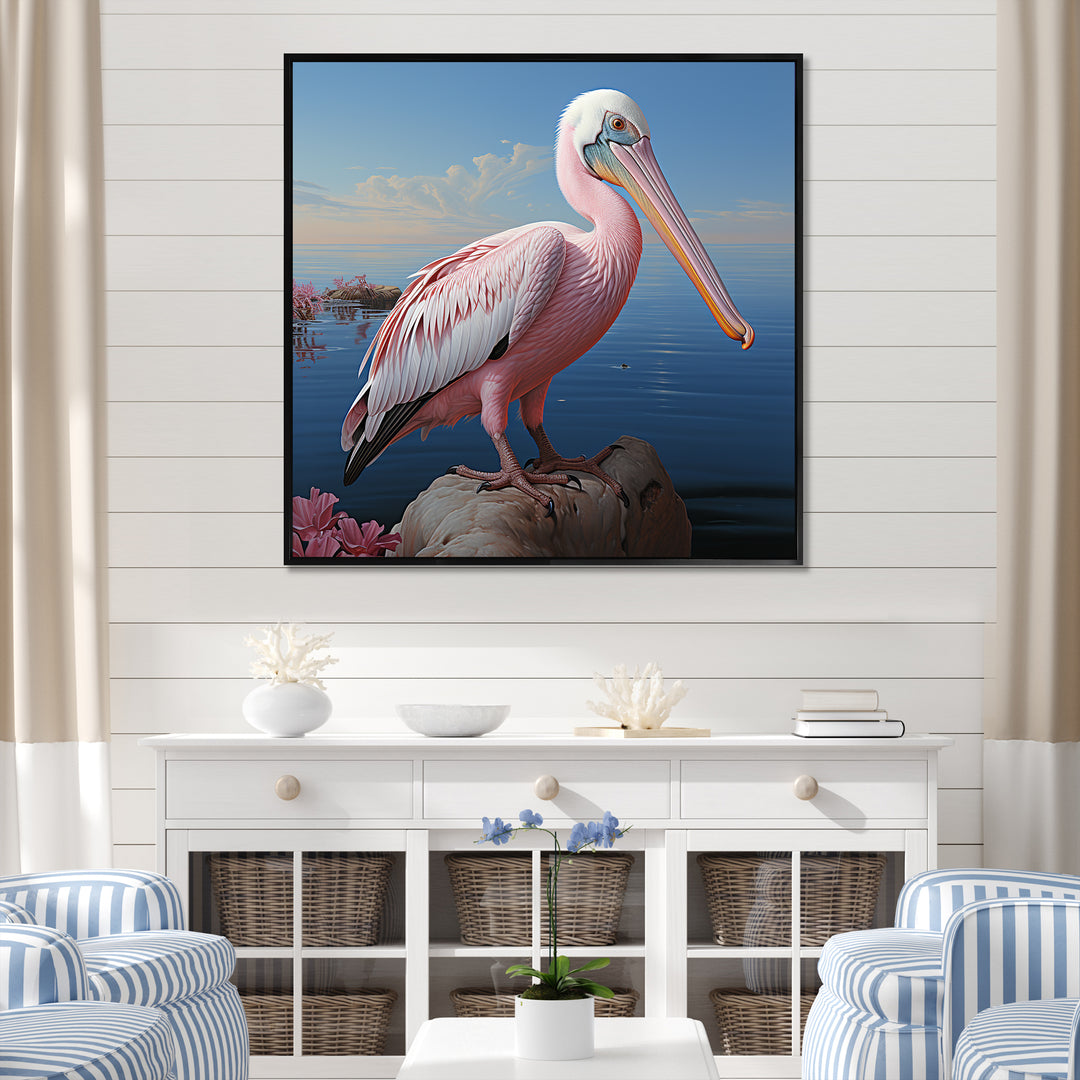 Pink Pelican Poise - Coastal Animal Wall Decor