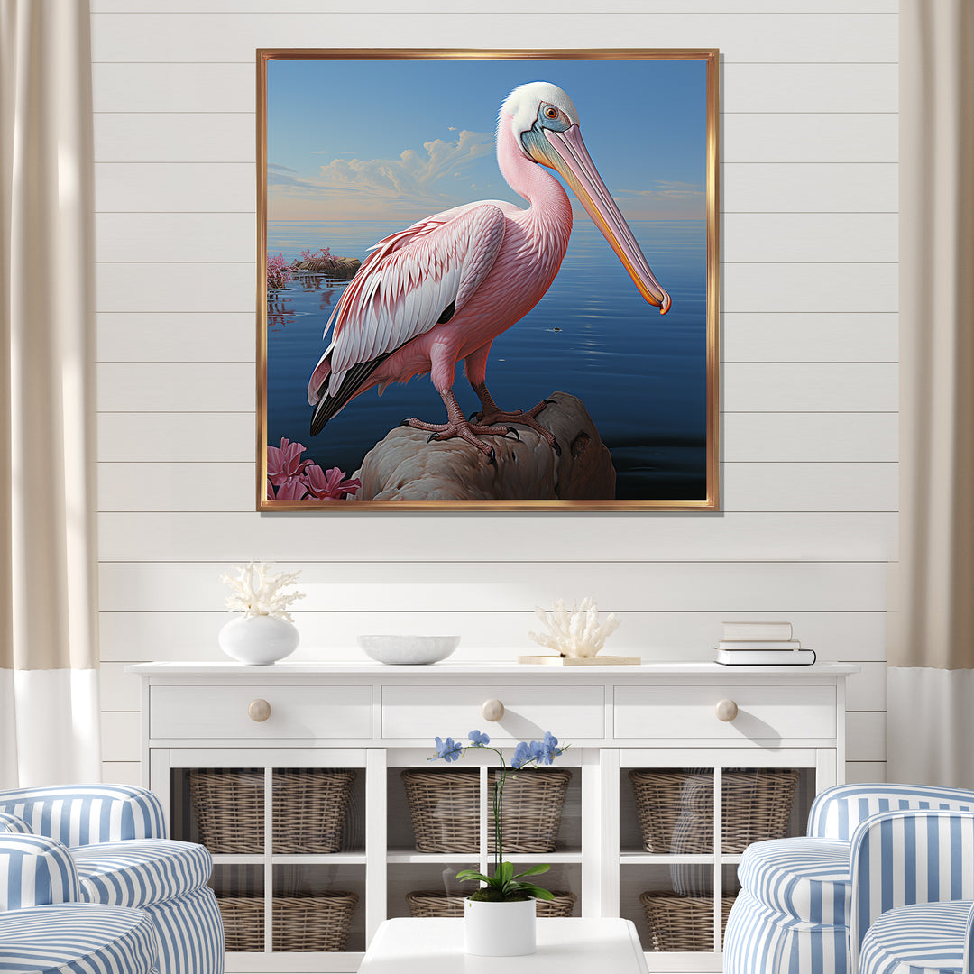 Pink Pelican Poise - Coastal Animal Wall Decor