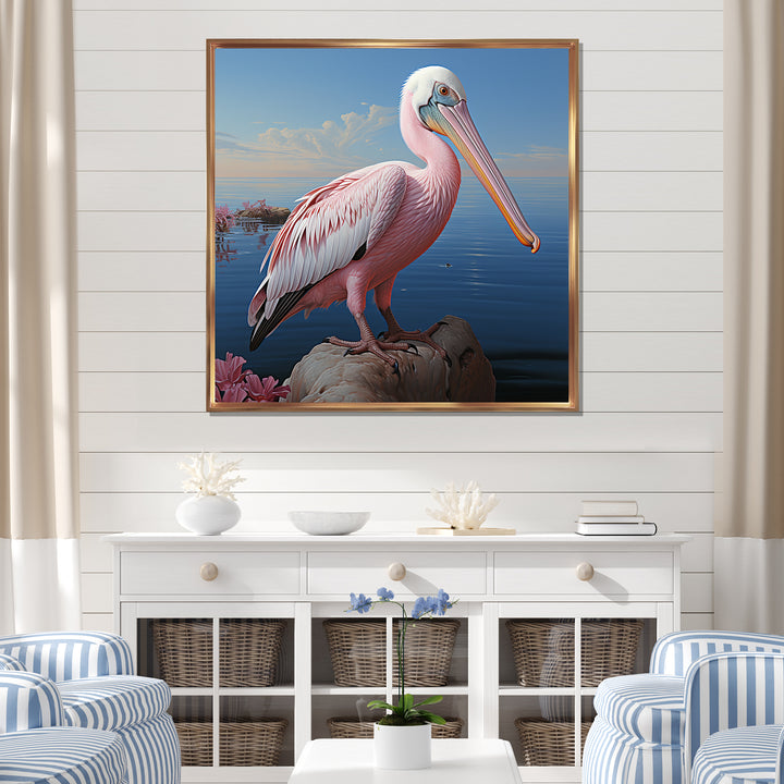 Pink Pelican Poise - Coastal Animal Wall Decor