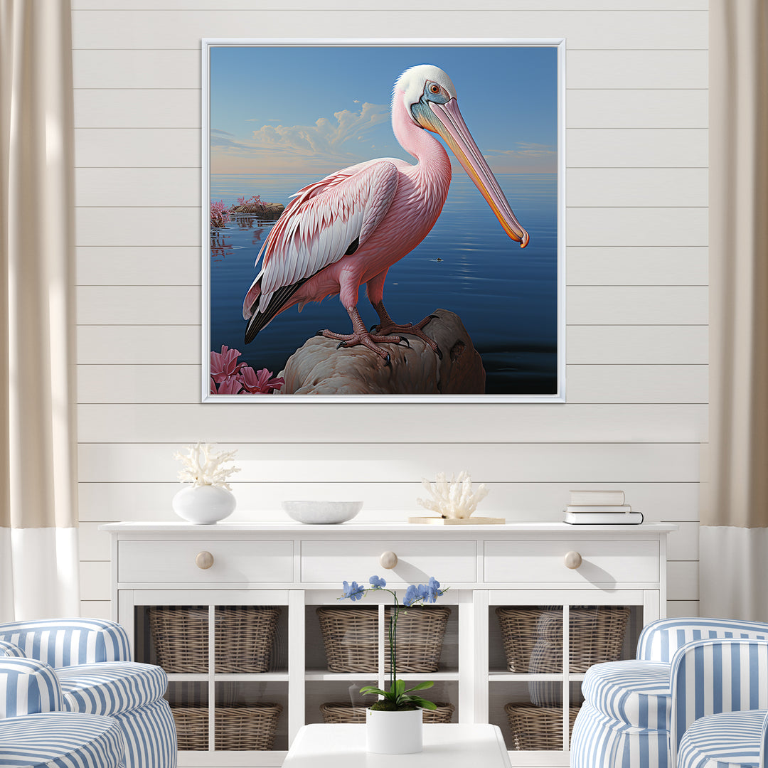 Pink Pelican Poise - Coastal Animal Wall Decor