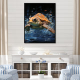 Sea Turtle Journey - Blue Coastal Animal Wall Art