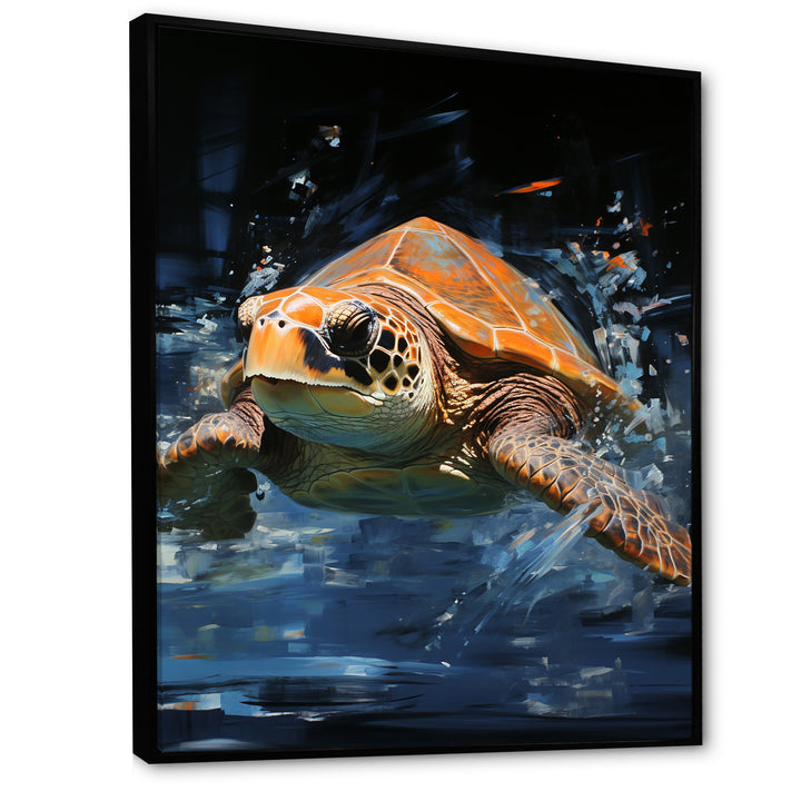 Sea Turtle Journey - Blue Coastal Animal Wall Art
