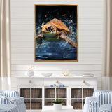 Sea Turtle Journey - Blue Coastal Animal Wall Art
