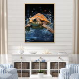 Sea Turtle Journey - Blue Coastal Animal Wall Art