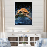 Sea Turtle Journey - Blue Coastal Animal Wall Art