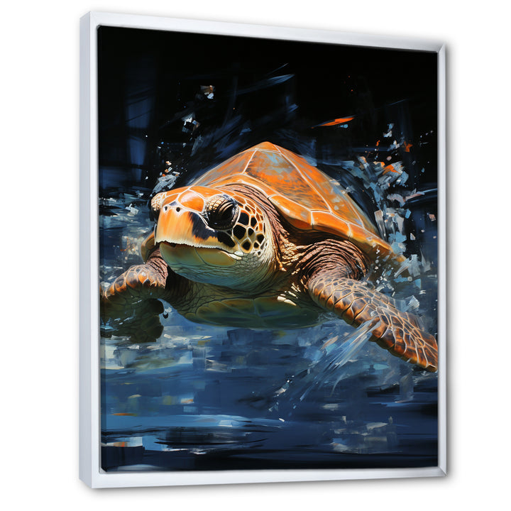 Sea Turtle Journey - Blue Coastal Animal Wall Art