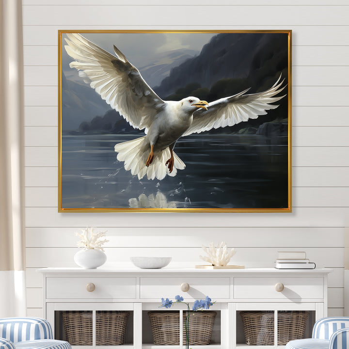 Seagulls Flight - Coastal Animal Large Canvas Wall Art
