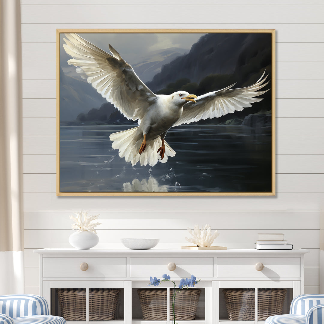Seagulls Flight - Coastal Animal Large Canvas Wall Art