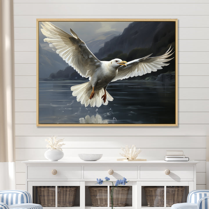 Seagulls Flight - Coastal Animal Large Canvas Wall Art
