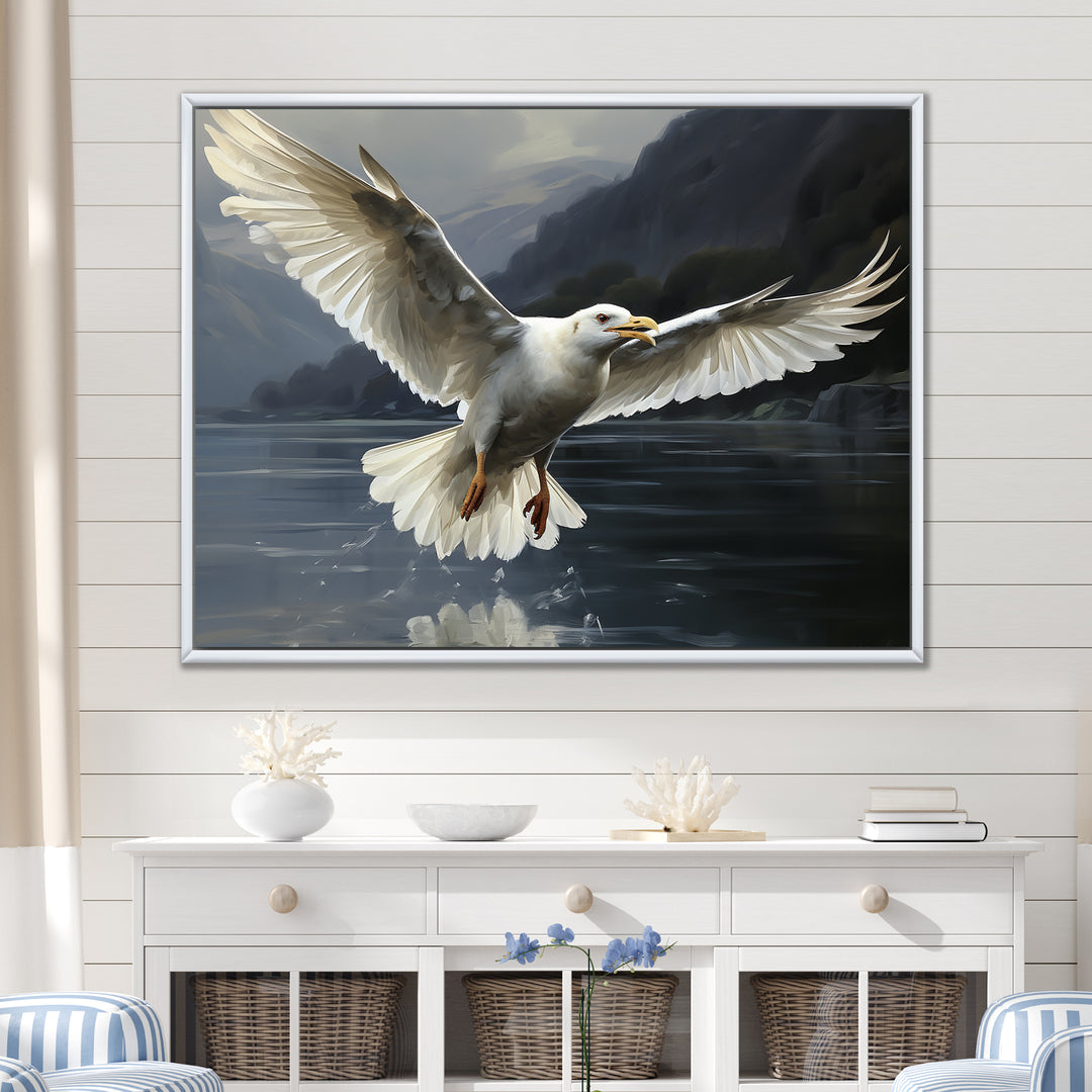 Seagulls Flight - Coastal Animal Large Canvas Wall Art