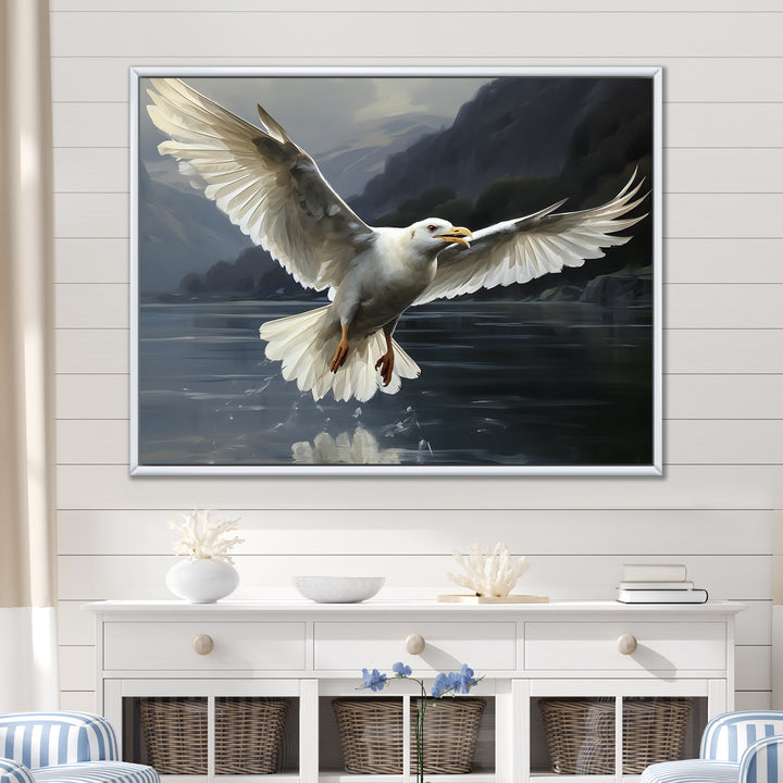 Seagulls Flight - Coastal Animal Large Canvas Wall Art
