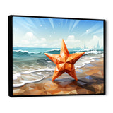 Shoreline Starfish cubic landscape - Coastal Animal Canvas Wall Art