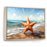Shoreline Starfish cubic landscape - Coastal Animal Canvas Wall Art