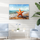 Shoreline Starfish cubic landscape - Coastal Animal Canvas Wall Art