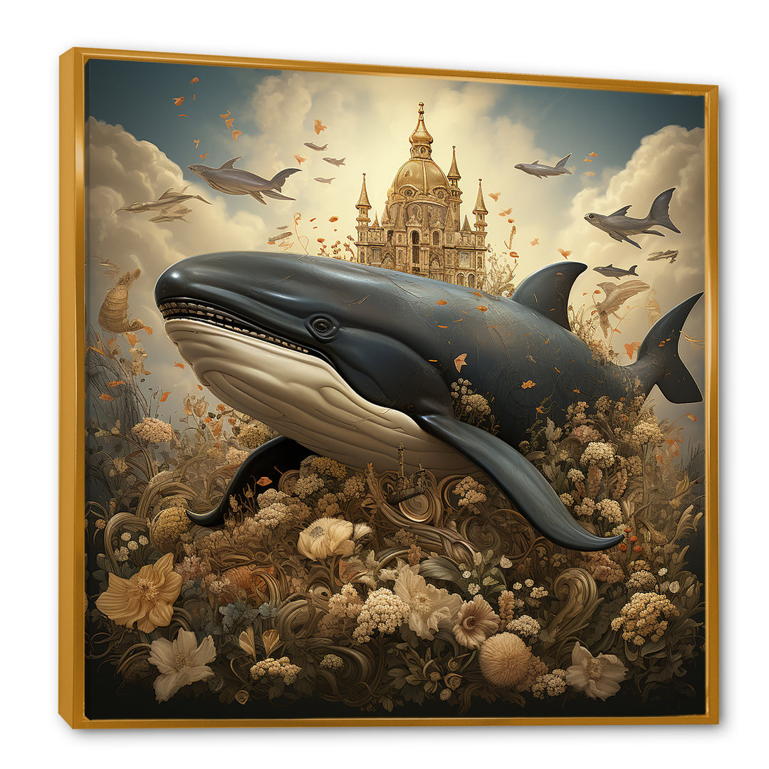 Whales Majesty futuristic - Coastal Animal Canvas Wall Art