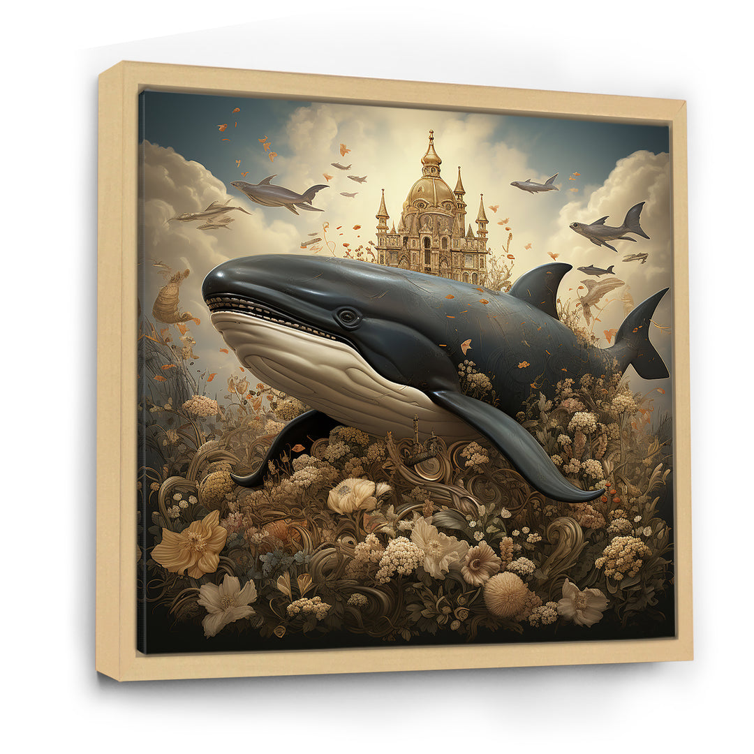 Whales Majesty futuristic - Coastal Animal Canvas Wall Art