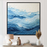 Blue and white modern waves of the Coast I - Coastal Canvas Wall Art